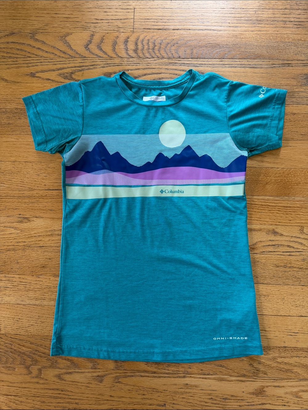 Youth Columbia Teal Short-Sleeve Omni-shade Mountain Graphic Tee